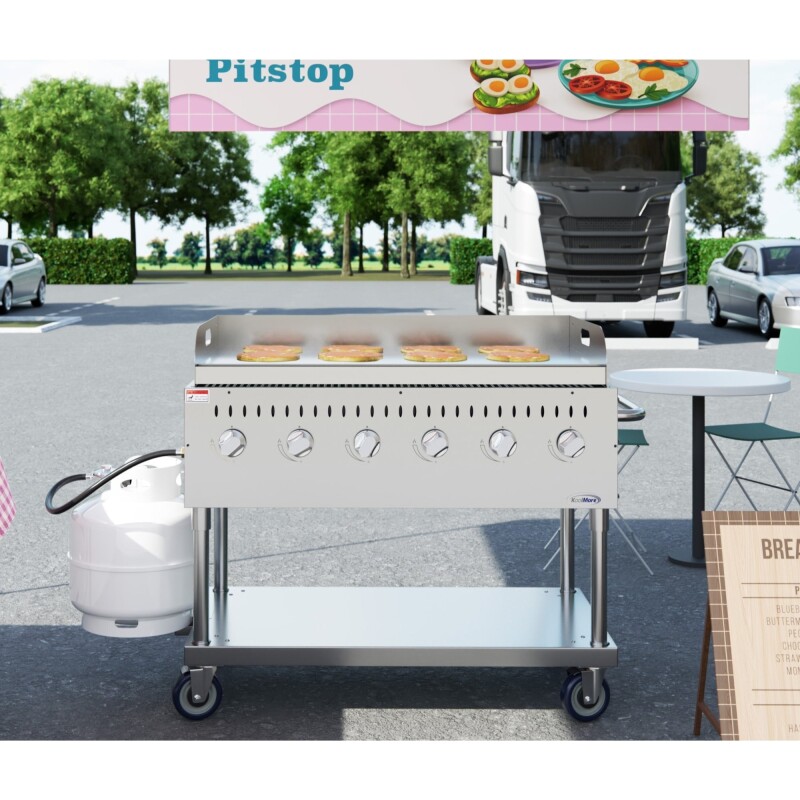 48 in. Commercial Outdoor Propane Gas Grill with Griddle, ETL Listed in Stainless-Steel CGKIT448G, product image 4 of 11