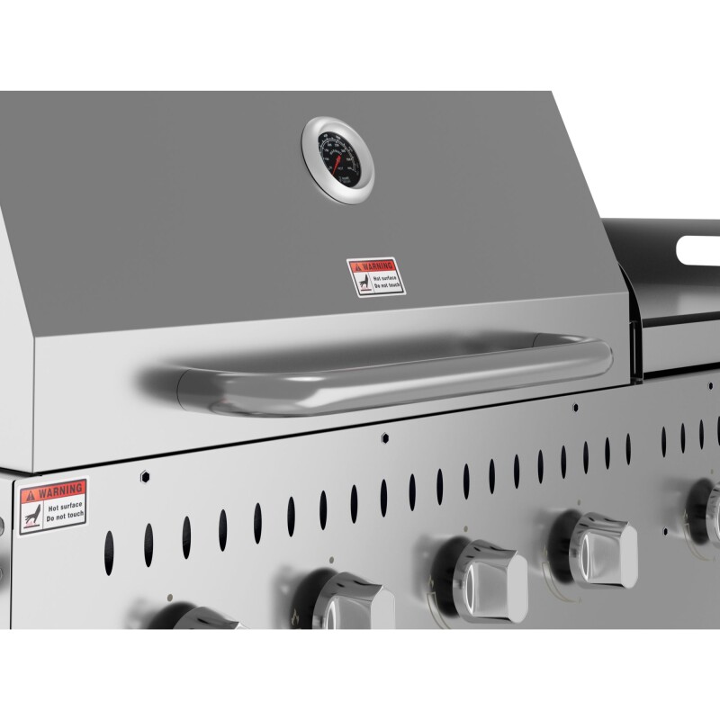60 in. 8-Burner Commercial Outdoor Propane Gas Grill with 30 in. Roll Dome Cover and 30 in. Griddle in Stainless-Steel, ETL Listed CGKIT6D30G30, product image 6 of 12
