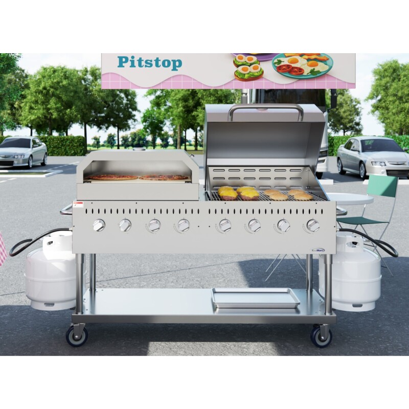 60 in. 8-Burner Commercial Outdoor Propane Gas Grill With 30 in. Roll Dome Cover and 30 in. Pizza Oven in Stainless-Steel, ETL Listed CGKIT6D30P30, product image 4 of 13