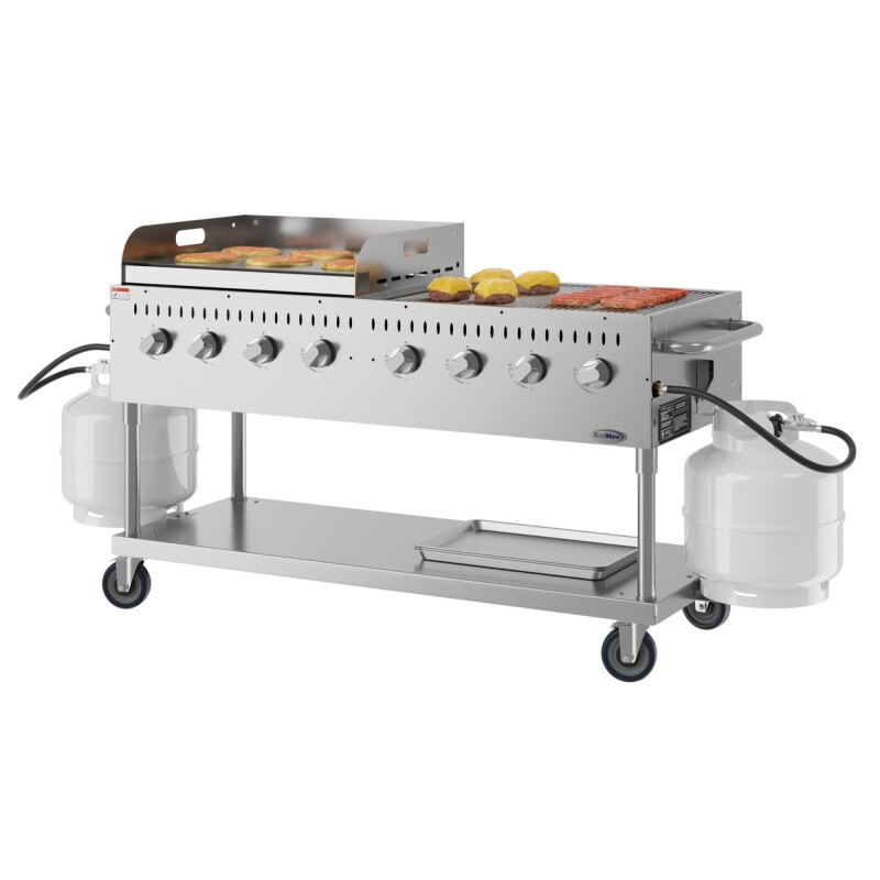 60 in. 8-Burner Commercial Outdoor Propane Gas Grill with 30 in. Griddle in Stainless-Steel, ETL Listed CGKIT6G30, product image 2 of 11