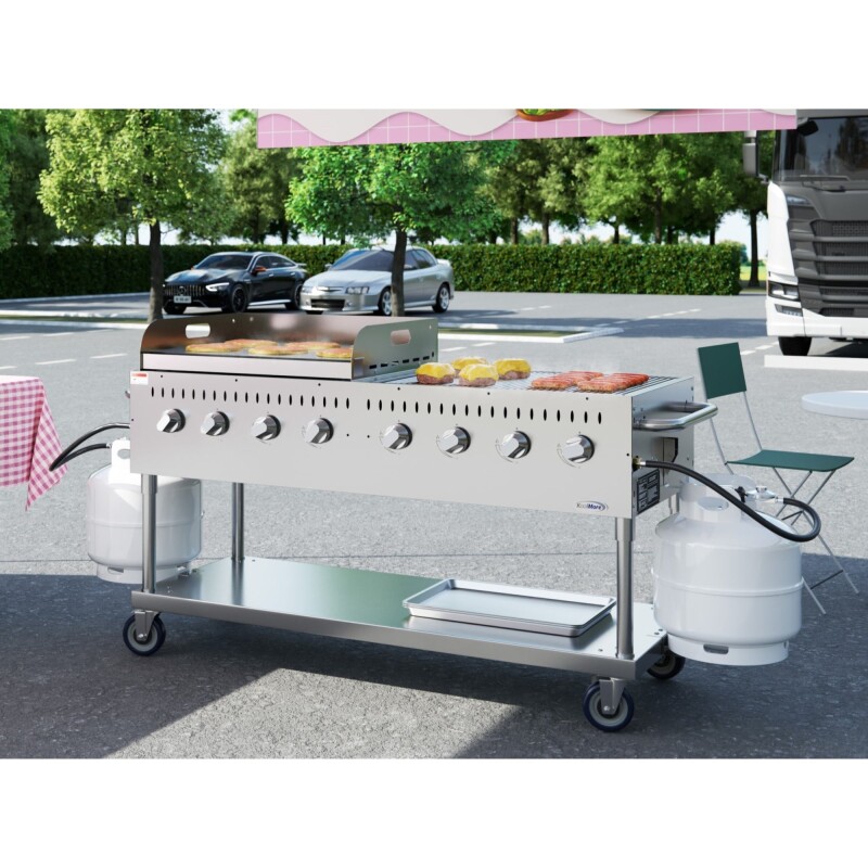 60 in. 8-Burner Commercial Outdoor Propane Gas Grill with 30 in. Griddle in Stainless-Steel, ETL Listed CGKIT6G30, product image 5 of 11