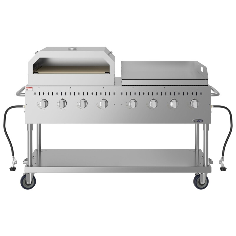 60 in. 8-Burner Commercial Outdoor Propane Gas Grill with 30 in. Griddle and 30 in. Pizza Oven in Stainless-Steel, ETL Listed CGKIT6G30P30, product image 6 of 13