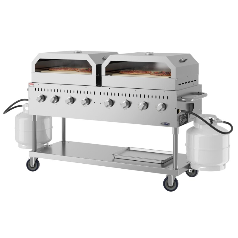 60 in. 8-Burner Commercial Outdoor Propane Gas Grill with Two 30 in. Pizza Ovens in Stainless-Steel, ETL Listed CGKIT6P30P30, product image 2 of 13