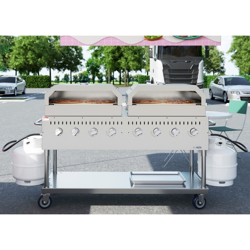 60 in. 8-Burner Commercial Outdoor Propane Gas Grill with Two 30 in. Pizza Ovens in Stainless-Steel, ETL Listed CGKIT6P30P30, product image 4 of 13