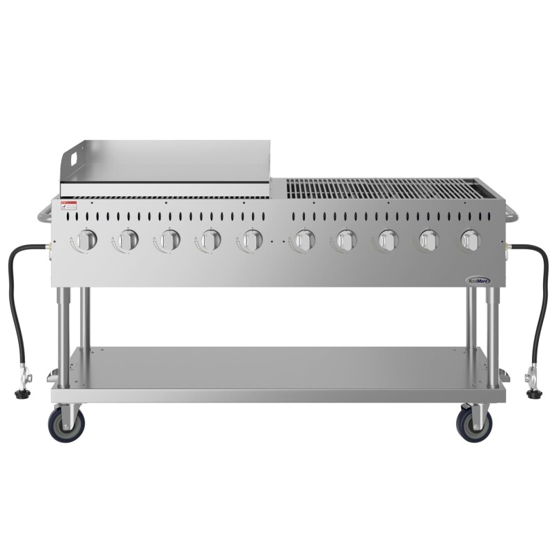 72 in. Commercial Outdoor Propane Gas Grill with 36 in. Griddle in Stainless-Steel, ETL Listed CGKIT7G36, product image 6 of 12