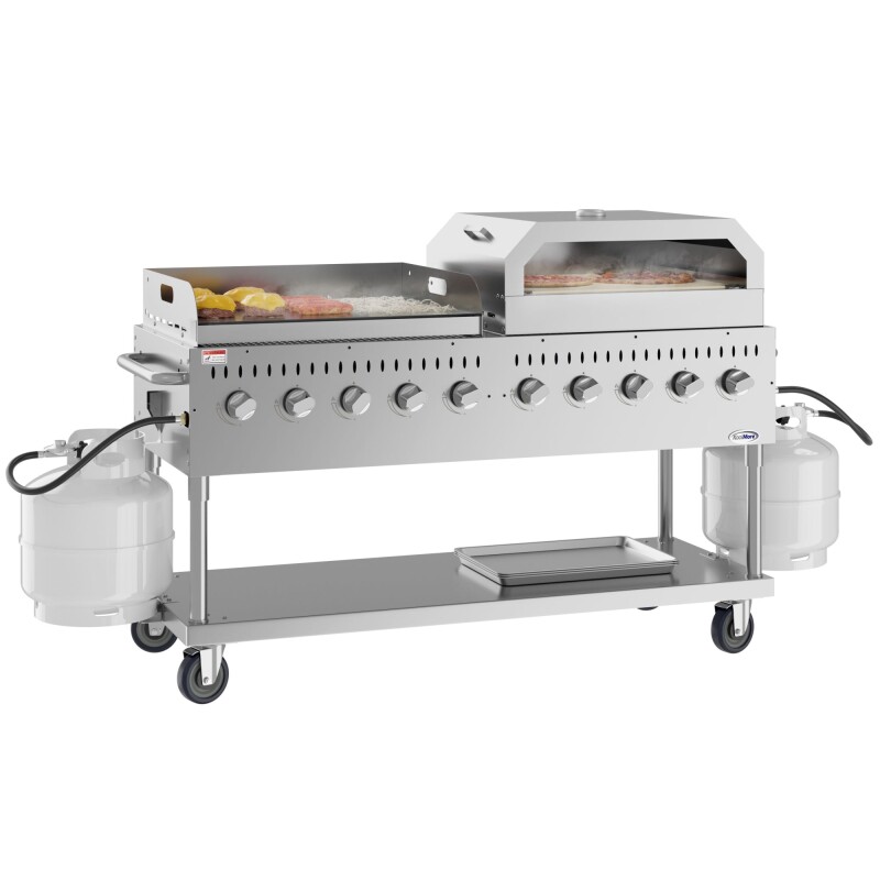 72 in. Full Stainless Steel Commercial Outdoor Propane Gas Grill with 36 in. Griddle and 36 in.Pizza Oven, ETL Listed in Stainless-Steel CGKIT7G36P36, product image 2 of 12