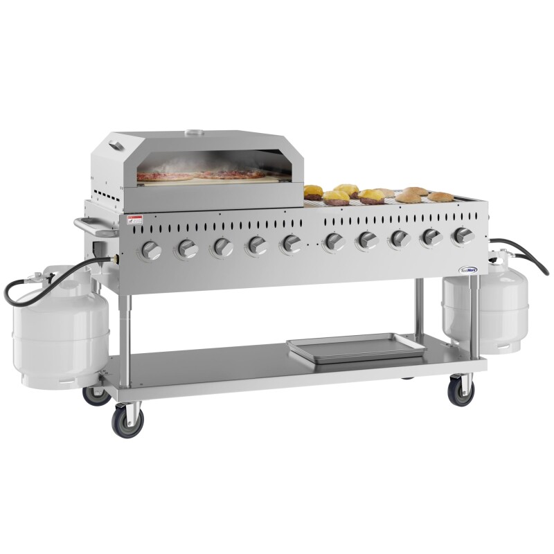 72 in. Commercial Outdoor Propane Gas Grill with 36 in. Pizza Oven in Stainless-Steel CGKIT7P36, product image 2 of 13