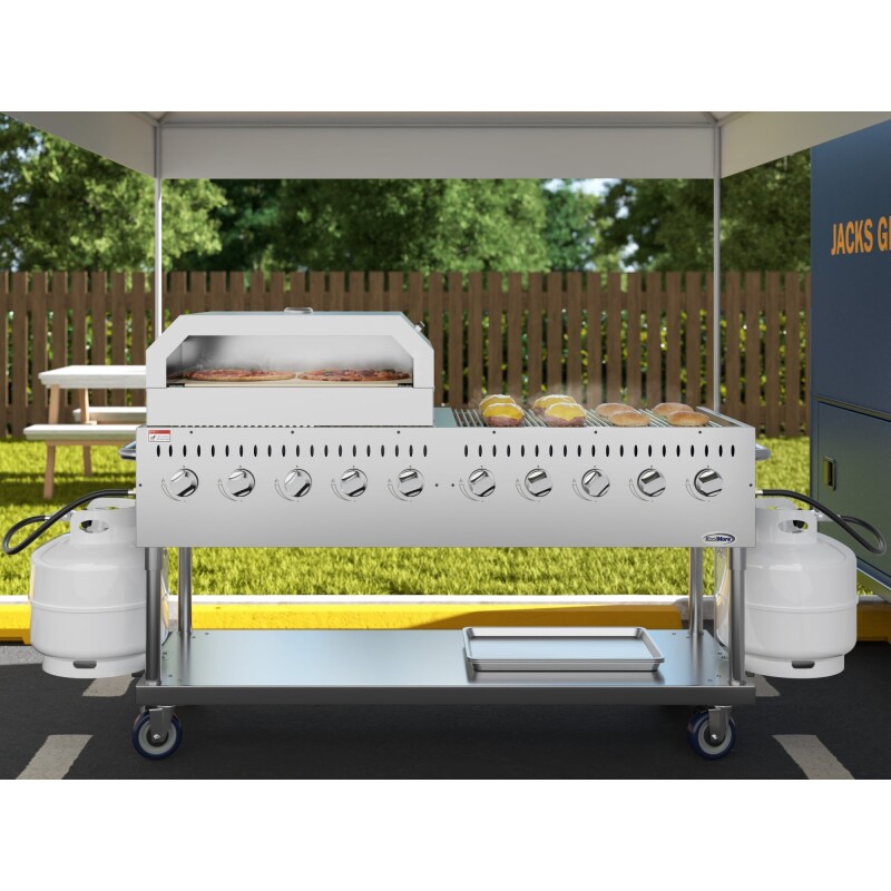 72 in. Commercial Outdoor Propane Gas Grill with 36 in. Pizza Oven in Stainless-Steel CGKIT7P36, product image 3 of 13