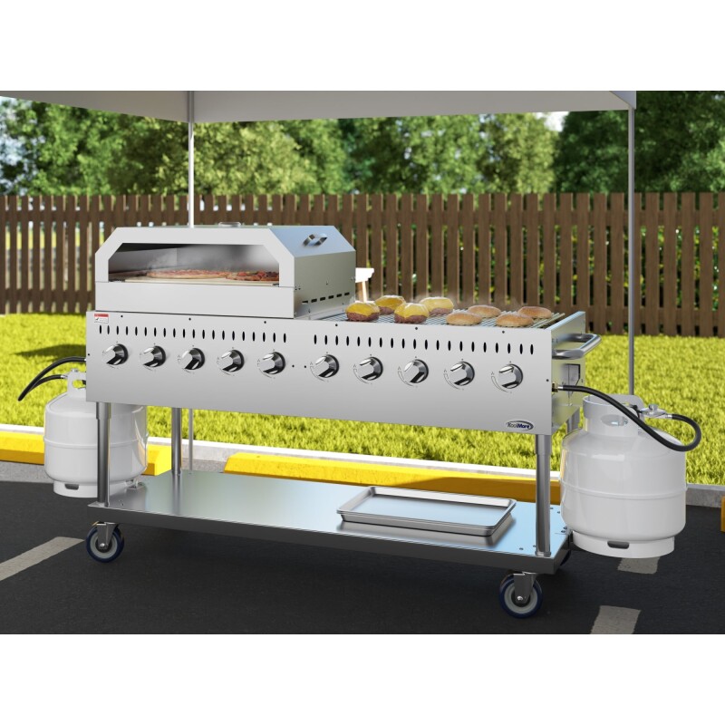 72 in. Commercial Outdoor Propane Gas Grill with 36 in. Pizza Oven in Stainless-Steel CGKIT7P36, product image 4 of 13