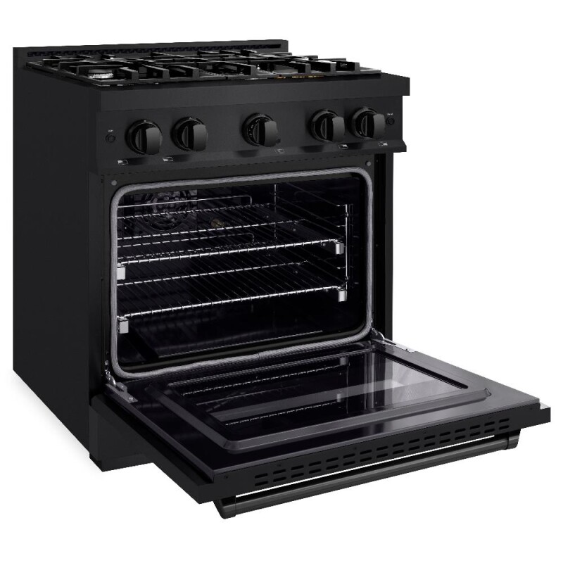 30 In. 4.2 Cu. Ft. Classic Gas Range With 4 Burner Cooktop And Convection Gas Oven In Black Stainless Steel CGRB30