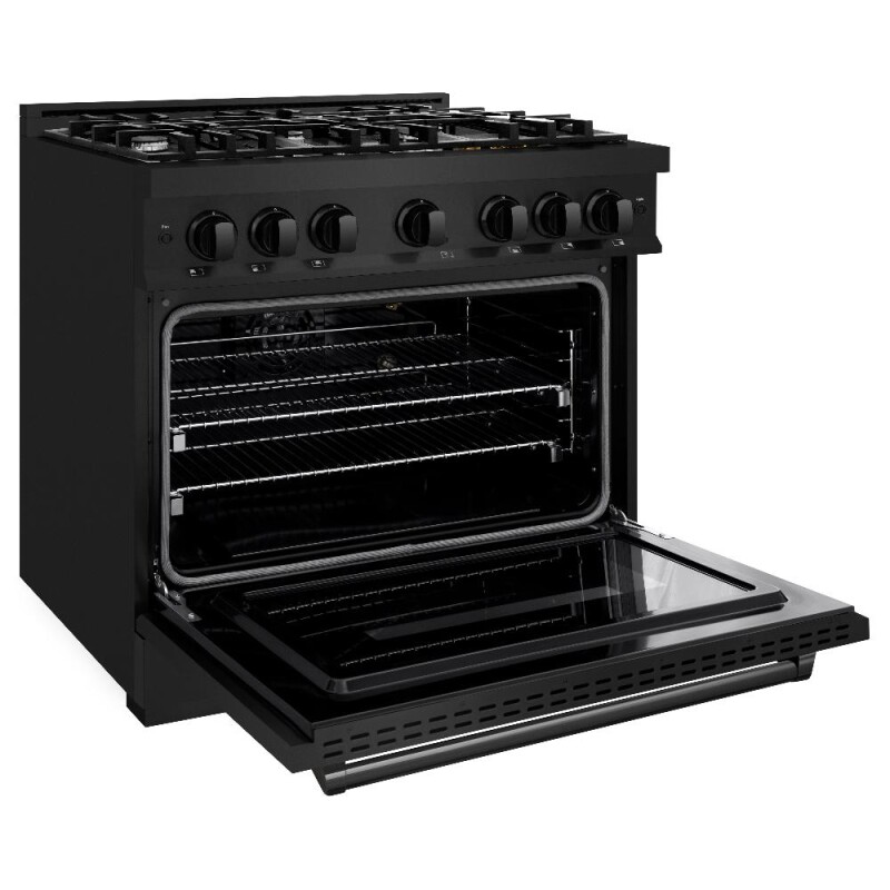 36 In. 5.2 Cu. Ft. Classic Gas Range With 6 Burner Cooktop And Convection Gas Oven In Black Stainless Steel CGRB36