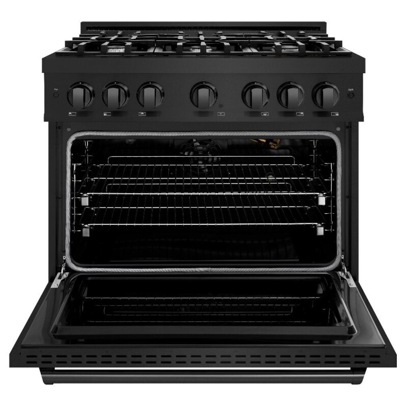 36 In. 5.2 Cu. Ft. Classic Gas Range With 6 Burner Cooktop And Convection Gas Oven In Black Stainless Steel CGRB36