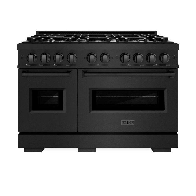48 In. 6.7 Cu. Ft. Classic Double Oven Gas Range With 8 Burner Cooktop In Black Stainless Steel CGRB48