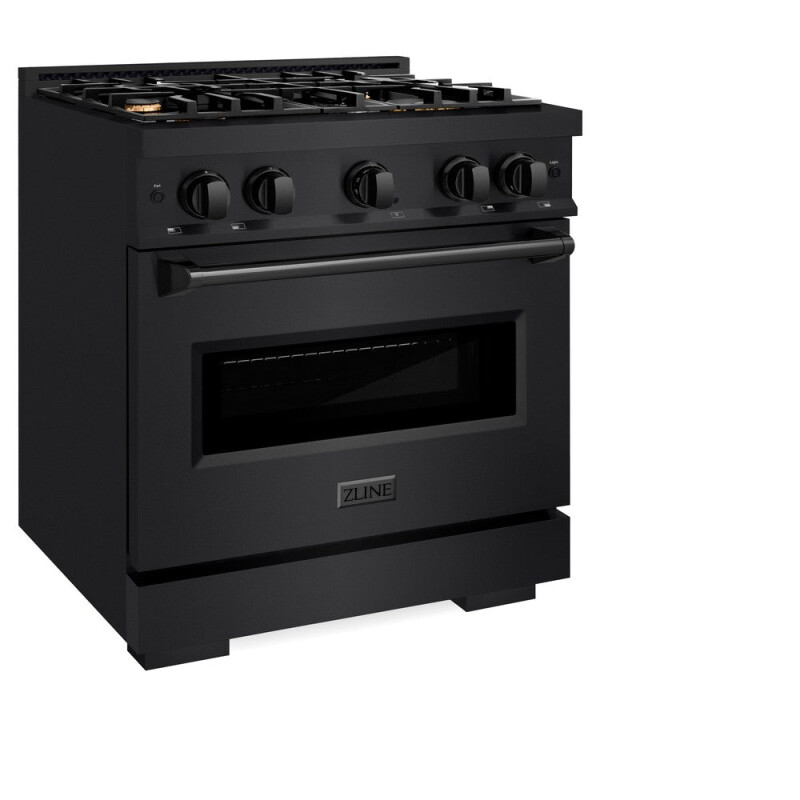 30 In. 4.2 Cu. Ft. Classic Gas Range With Convection Gas Oven In Black Stainless Steel With 4 Brass Burners CGRBBR30