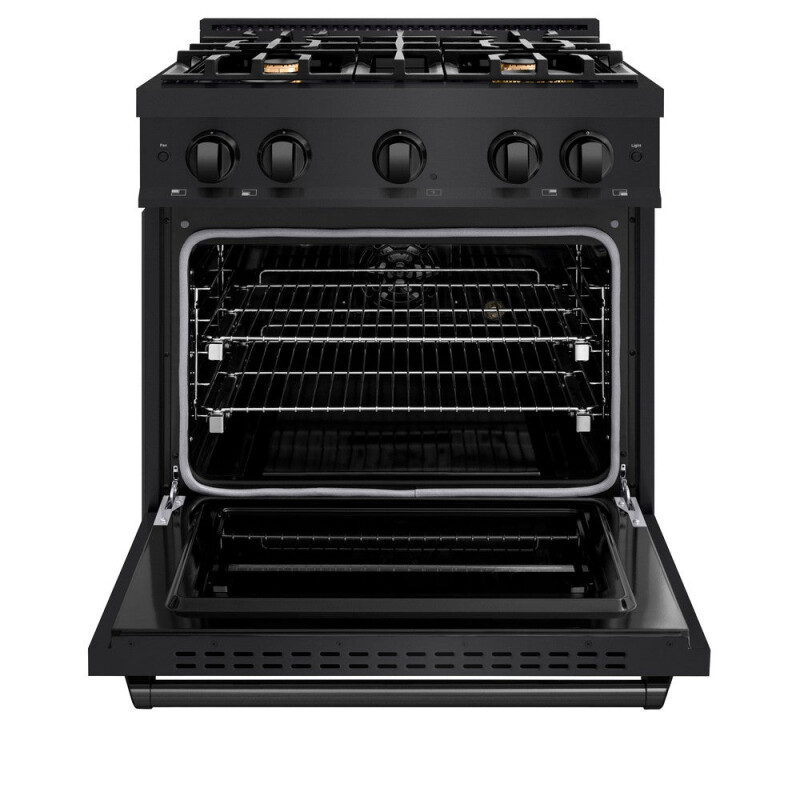 30 In. 4.2 Cu. Ft. Classic Gas Range With Convection Gas Oven In Black Stainless Steel With 4 Brass Burners CGRBBR30