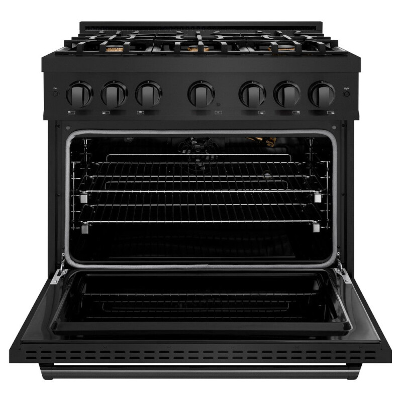 36 In. 5.2 Cu. Ft. Classic Gas Range With Convection Gas Oven In Black Stainless Steel With 6 Brass Burners CGRBBR36