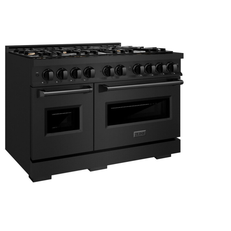 48 In. 6.7 Cu. Ft. Classic Double Oven Gas Range In Black Stainless Steel With 8 Brass Burners CGRBBR48