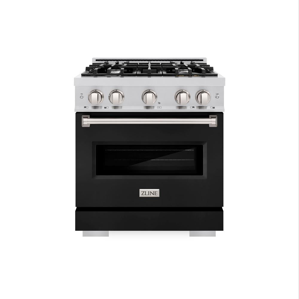 30 In. 4.2 Cu. Ft. Classic Gas Range With 4 Burner Cooktop And Convection Gas Oven In Stainless Steel With Black Matte Door CGRBLM30
