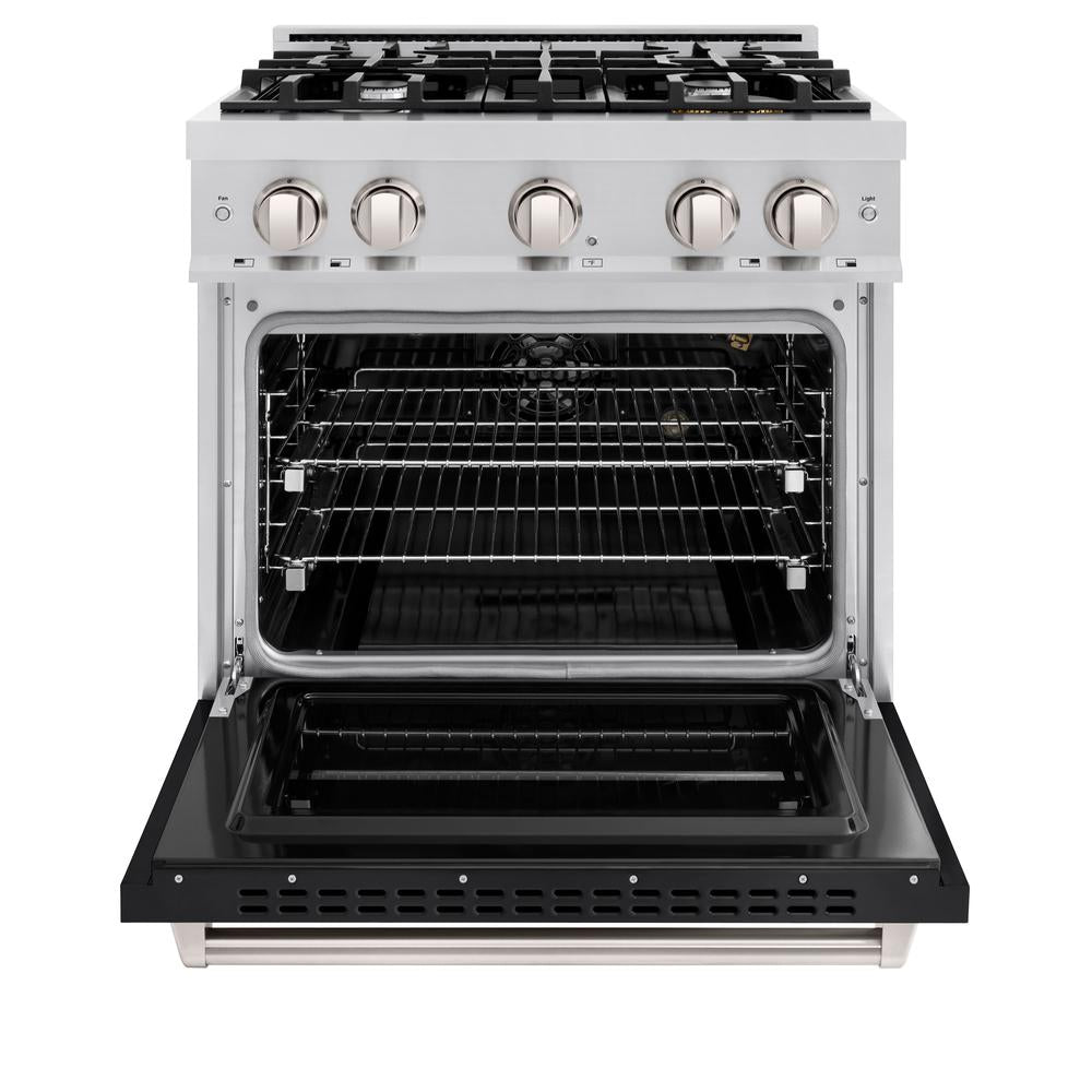 30 In. 4.2 Cu. Ft. Classic Gas Range With 4 Burner Cooktop And Convection Gas Oven In Stainless Steel With Black Matte Door CGRBLM30