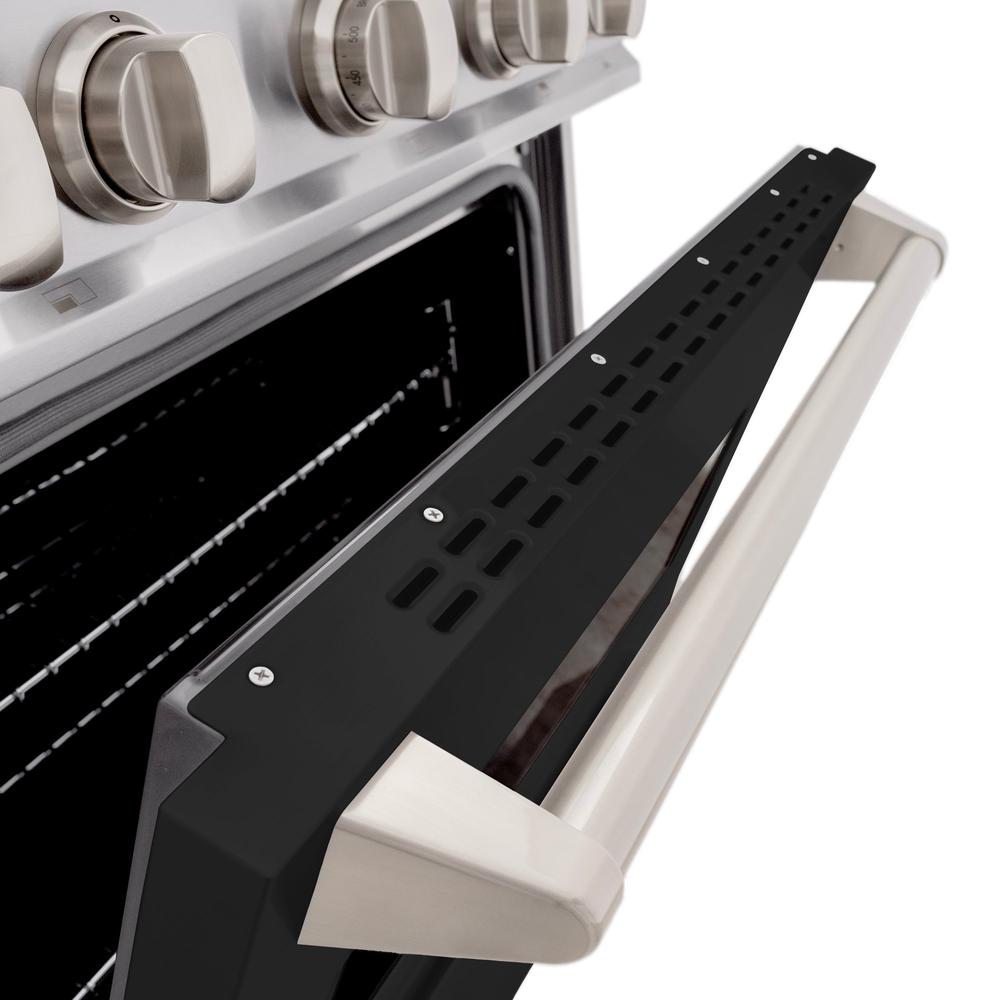 30 In. 4.2 Cu. Ft. Classic Gas Range With 4 Burner Cooktop And Convection Gas Oven In Stainless Steel With Black Matte Door CGRBLM30