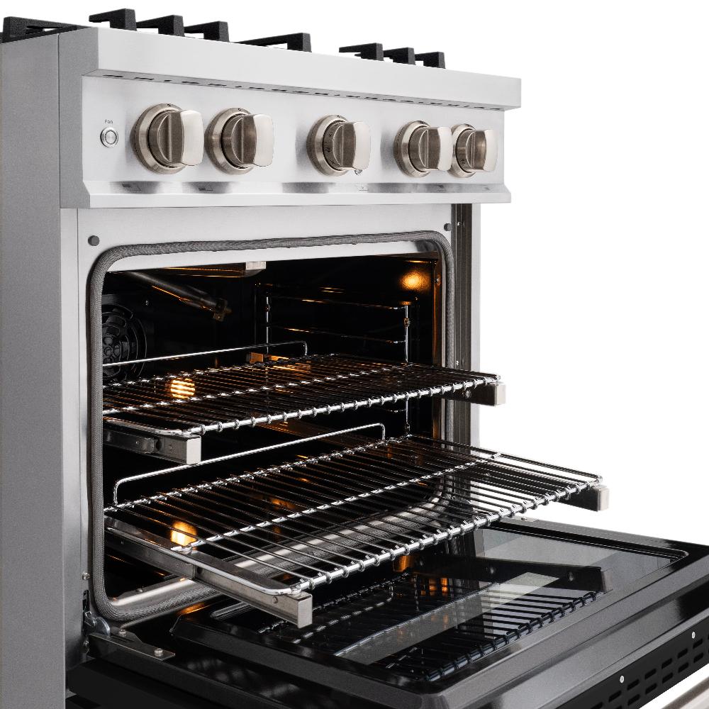 30 In. 4.2 Cu. Ft. Classic Gas Range With 4 Burner Cooktop And Convection Gas Oven In Stainless Steel With Black Matte Door CGRBLM30