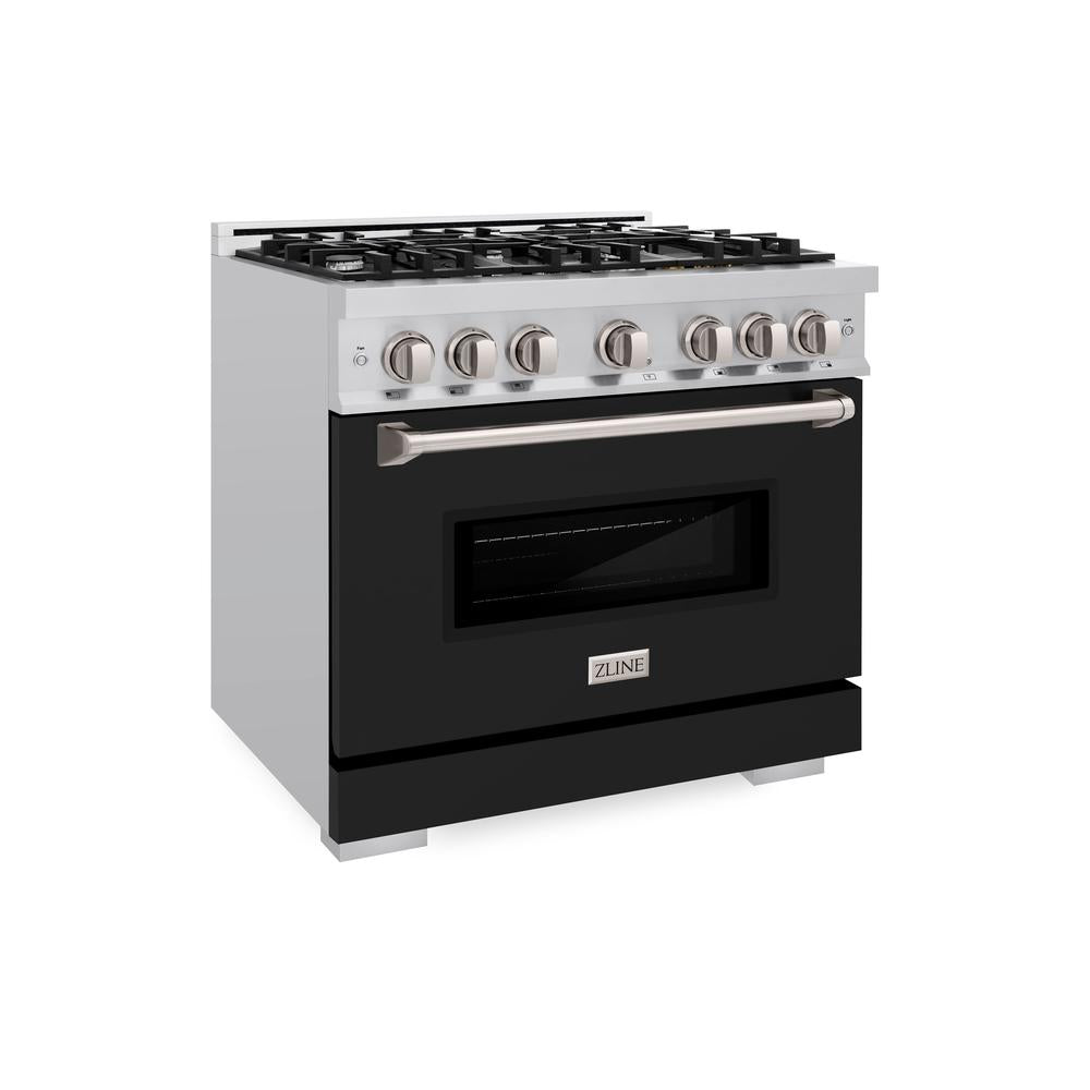 36 In. 5.2 Cu. Ft. Classic Gas Range With 6 Burner Cooktop And Convection Gas Oven In Stainless Steel With Black Matte Door CGRBLM36