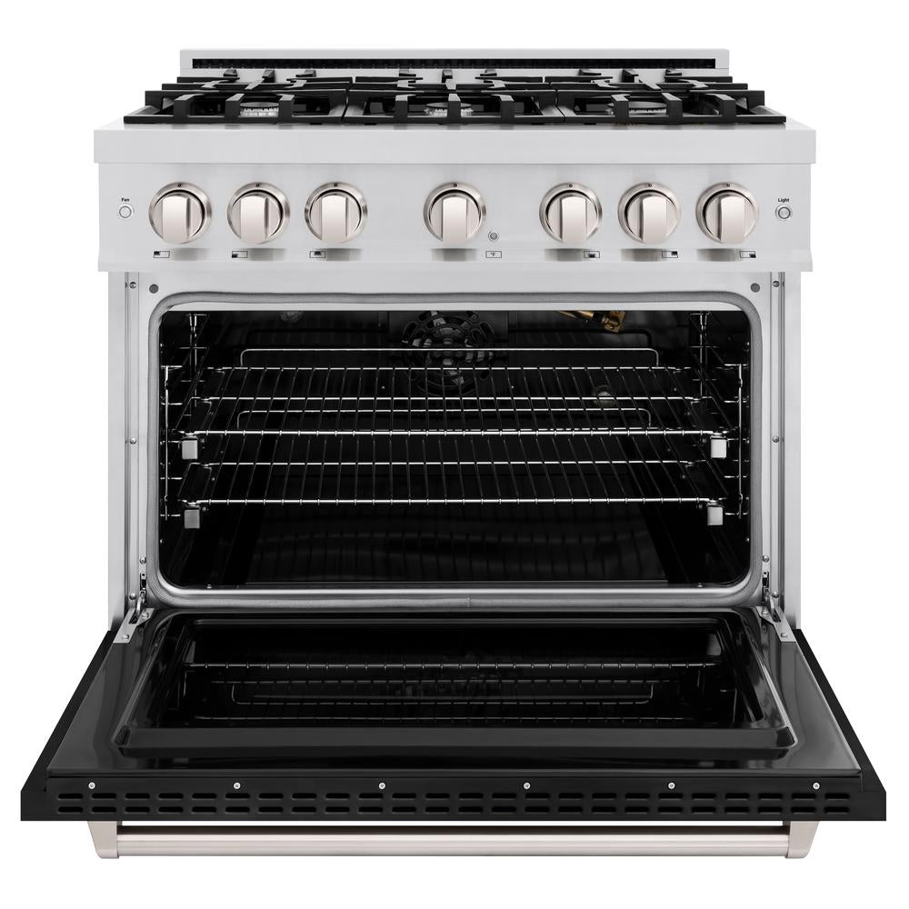 36 In. 5.2 Cu. Ft. Classic Gas Range With 6 Burner Cooktop And Convection Gas Oven In Stainless Steel With Black Matte Door CGRBLM36