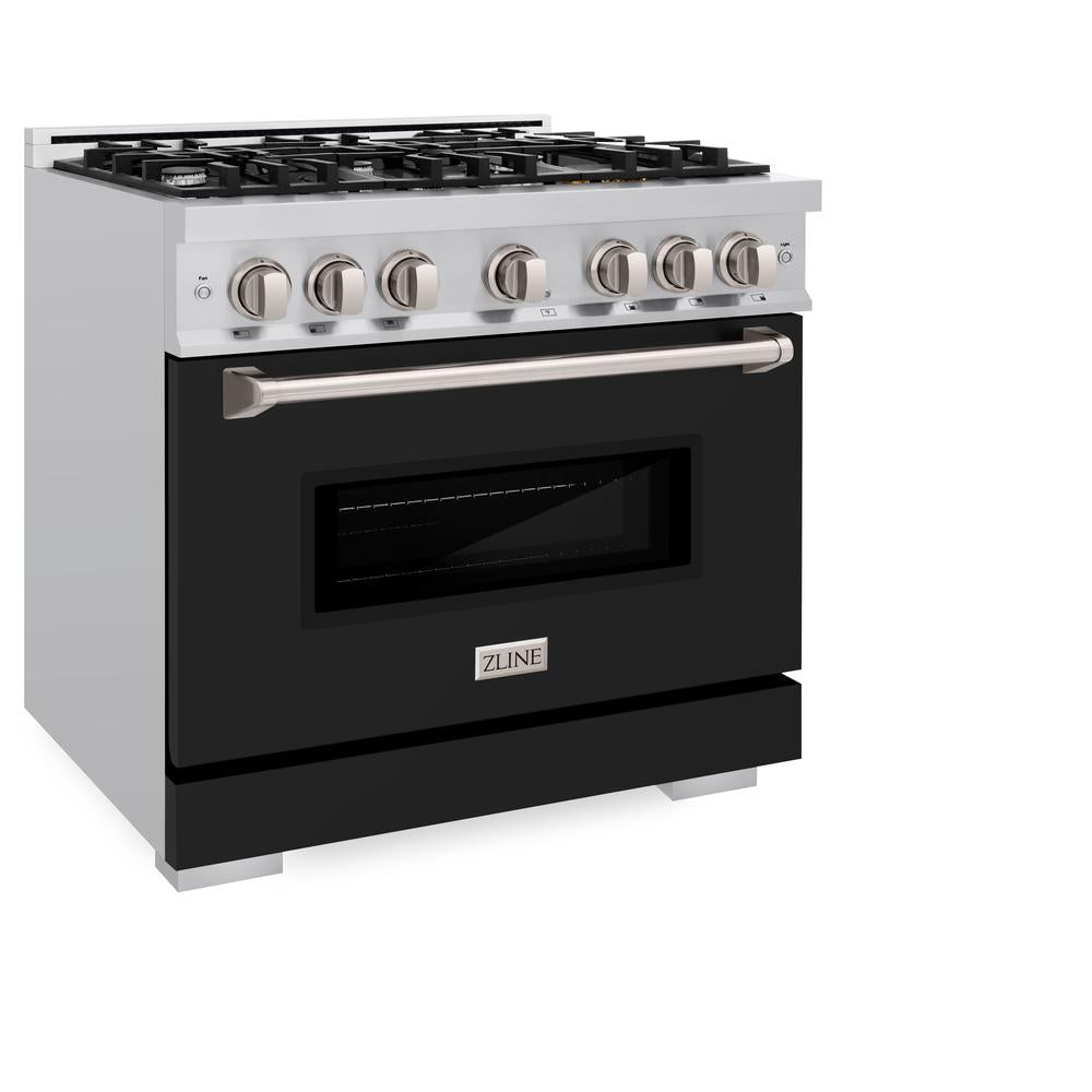 36 In. 5.2 Cu. Ft. Classic Gas Range With 6 Burner Cooktop And Convection Gas Oven In Stainless Steel With Black Matte Door CGRBLM36
