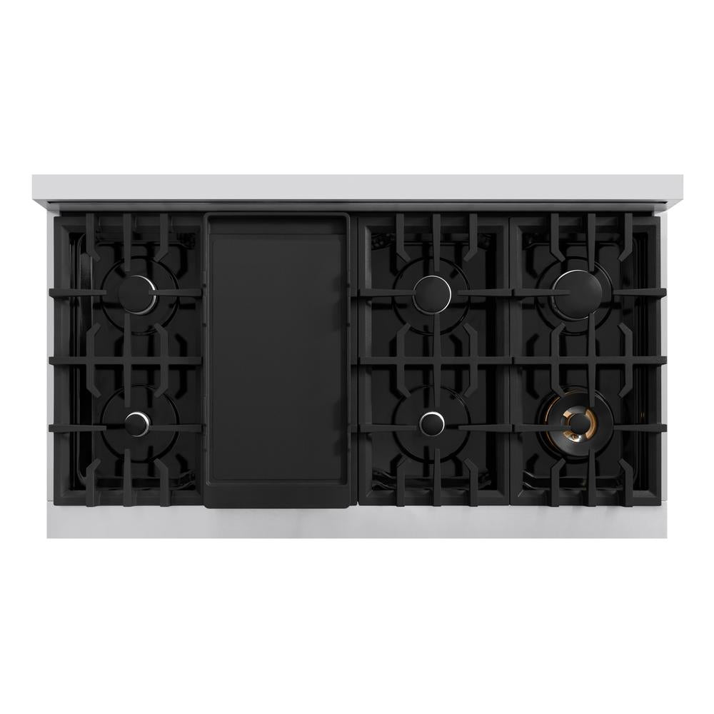 48 In. 6.7 Cu. Ft. Classic Double Oven Gas Range With 8 Burner Cooktop In Stainless Steel With Black Matte Doors CGRBLM48