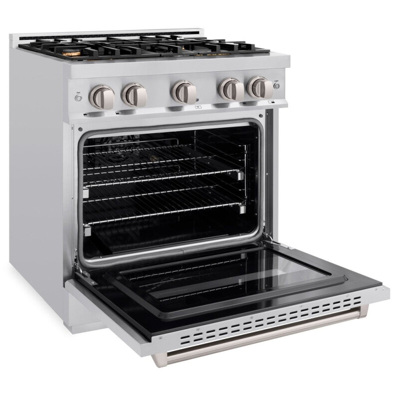 30 In. 4.2 Cu. Ft. Classic Gas Range With Convection Gas Oven In Stainless Steel With 4 Brass Burners CGRBR30