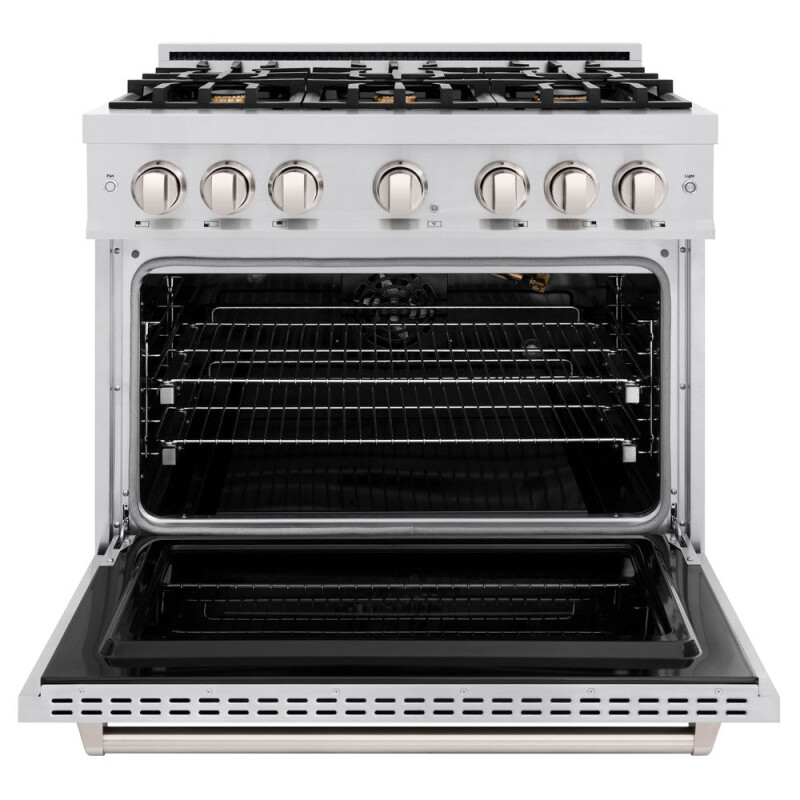 36 In. 5.2 Cu. Ft. Classic Gas Range With Convection Gas Oven In Stainless Steel With 6 Brass Burners CGRBR36