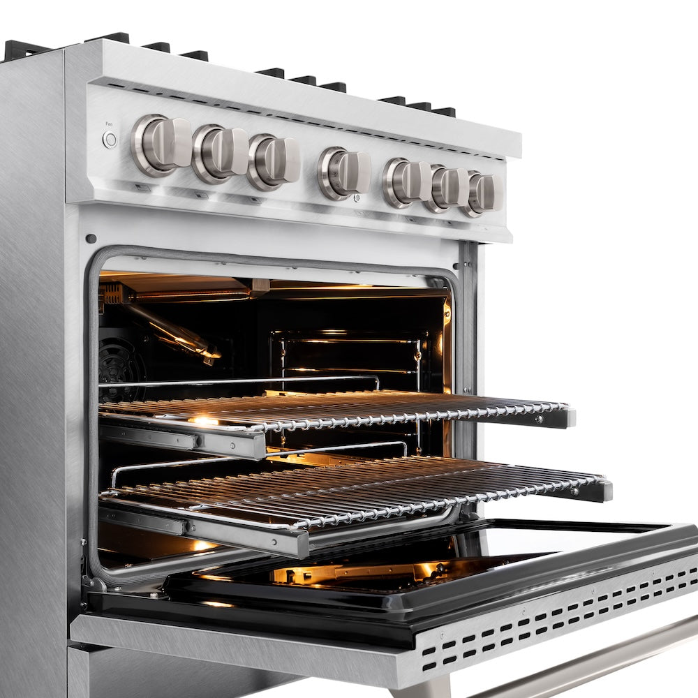 36 In. 5.2 Cu. Ft. Classic Gas Range With 6 Burner Cooktop And Convection Gas Oven In Satin Stainless Steel CGRS36
