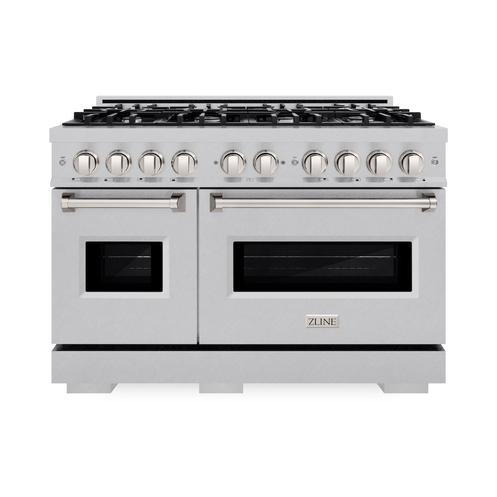 48 In. 6.7 Cu. Ft. Classic Double Oven Gas Range With 8 Burner Cooktop In Satin Stainless Steel CGRS48