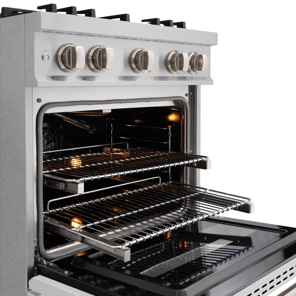 30 In. 4.2 Cu. Ft. Classic Gas Range With 4 Burner Cooktop And Convection Gas Oven In Satin Stainless Steel With White Matte Door CGRSWM30