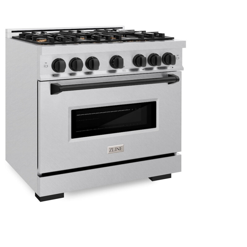 Autograph Edition 36 In. 5.2 Cu. Ft. Classic Gas Range With 6 Burner Cooktop And Convection Gas Oven In Satin Stainless Steel And Matte Black Accents CGRSZ36MB