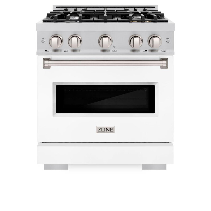 30 In. 4.2 Cu. Ft. Classic Gas Range With 4 Burner Cooktop And Convection Gas Oven In Stainless Steel With White Matte Door CGRWM30