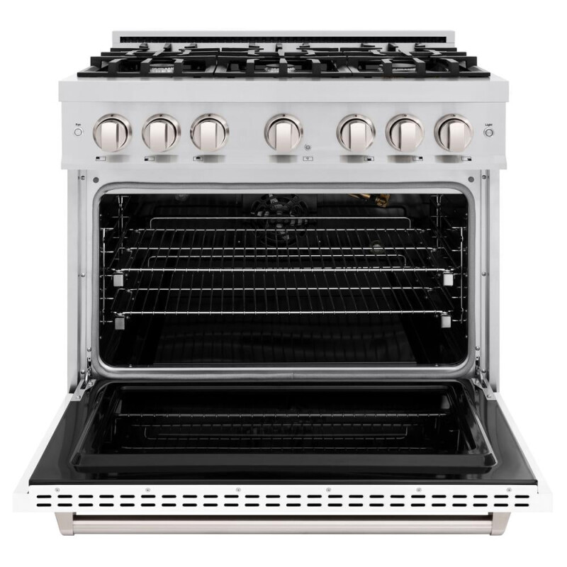 36 In. 5.2 Cu. Ft. Classic Gas Range With 6 Burner Cooktop And Convection Gas Oven In Stainless Steel With White Matte Door CGRWM36