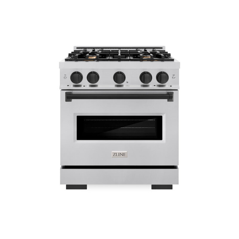 Autograph Edition 30 In. 4.2 Cu. Ft. Classic Gas Range With 4 Burner Cooktop And Convection Gas Oven In Stainless Steel And Matte Black Accents CGRZ30MB