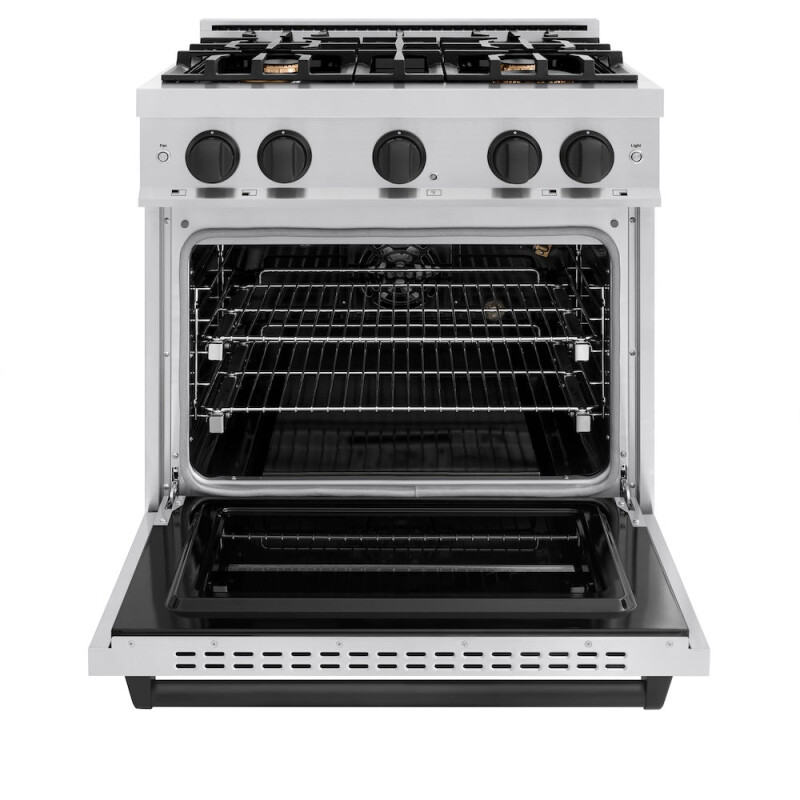 Autograph Edition 30 In. 4.2 Cu. Ft. Classic Gas Range With 4 Burner Cooktop And Convection Gas Oven In Stainless Steel And Matte Black Accents CGRZ30MB