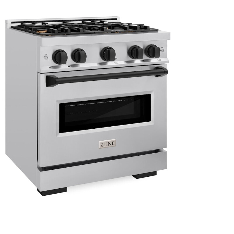 Autograph Edition 30 In. 4.2 Cu. Ft. Classic Gas Range With 4 Burner Cooktop And Convection Gas Oven In Stainless Steel And Matte Black Accents CGRZ30MB