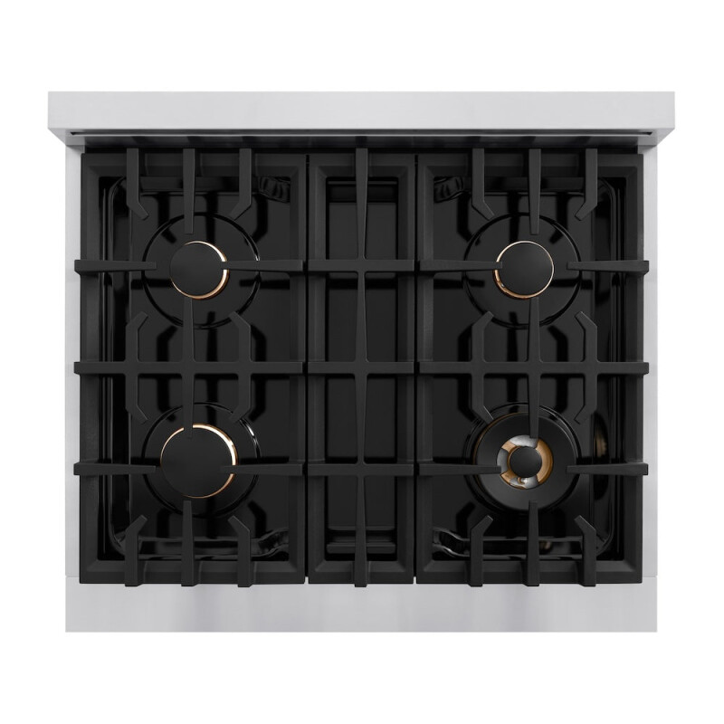 Autograph Edition 30 In. 4.2 Cu. Ft. Classic Gas Range With 4 Burner Cooktop And Convection Gas Oven In Stainless Steel And Matte Black Accents CGRZ30MB