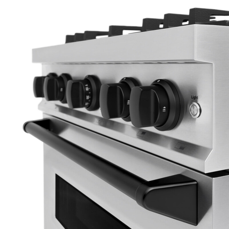 Autograph Edition 30 In. 4.2 Cu. Ft. Classic Gas Range With 4 Burner Cooktop And Convection Gas Oven In Stainless Steel And Matte Black Accents CGRZ30MB