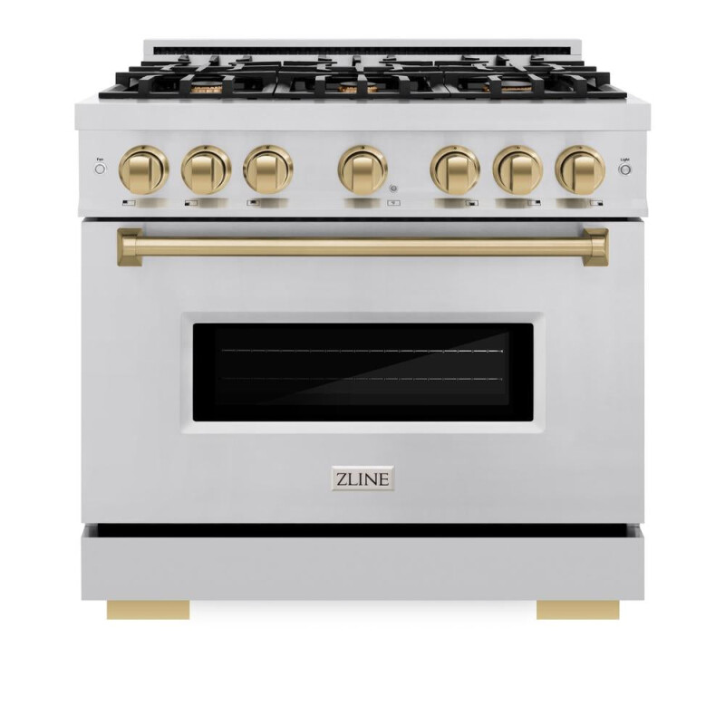 Autograph Edition 36 In. 5.2 Cu. Ft. Classic Gas Range With 6 Burner Cooktop And Convection Gas Oven In Stainless Steel And Champagne Bronze Accents CGRZ36CB