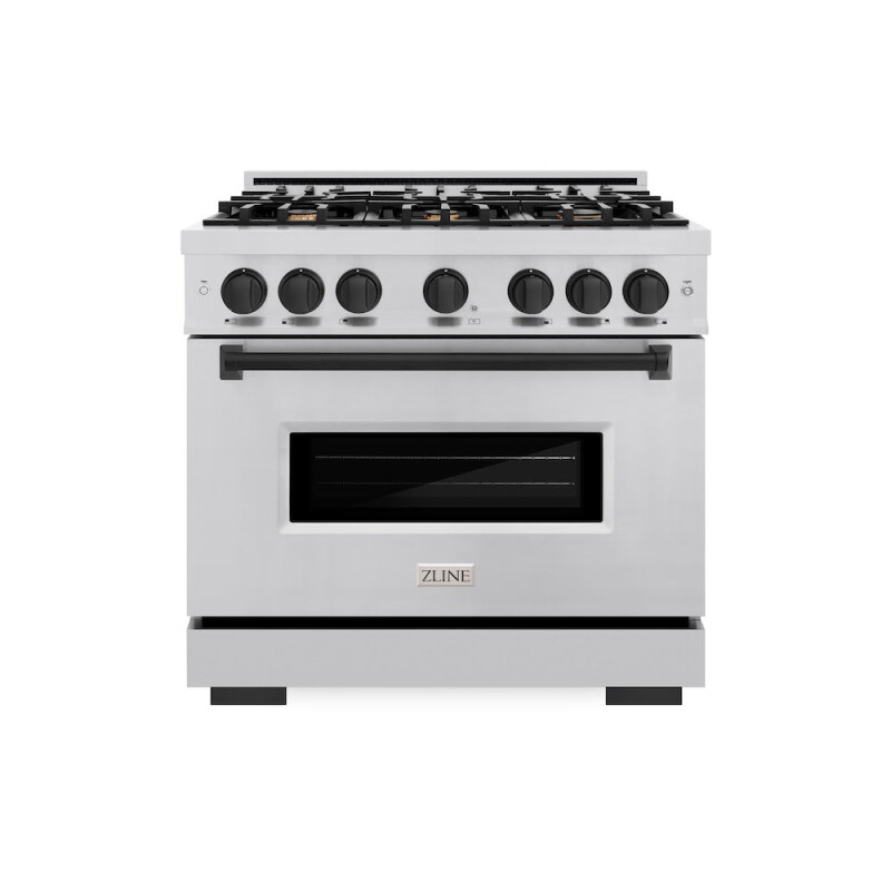 Autograph Edition 36 In. 5.2 Cu. Ft. Classic Gas Range With 6 Burner Cooktop And Convection Gas Oven In Stainless Steel And Matte Black Accents CGRZ36MB