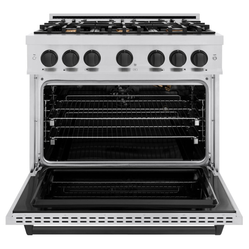 Autograph Edition 36 In. 5.2 Cu. Ft. Classic Gas Range With 6 Burner Cooktop And Convection Gas Oven In Stainless Steel And Matte Black Accents CGRZ36MB