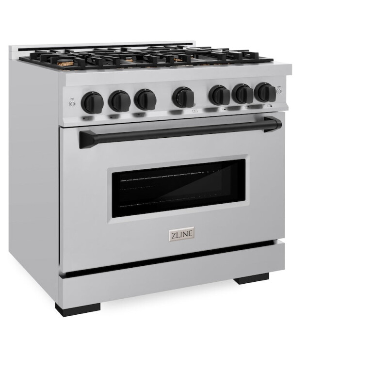 Autograph Edition 36 In. 5.2 Cu. Ft. Classic Gas Range With 6 Burner Cooktop And Convection Gas Oven In Stainless Steel And Matte Black Accents CGRZ36MB