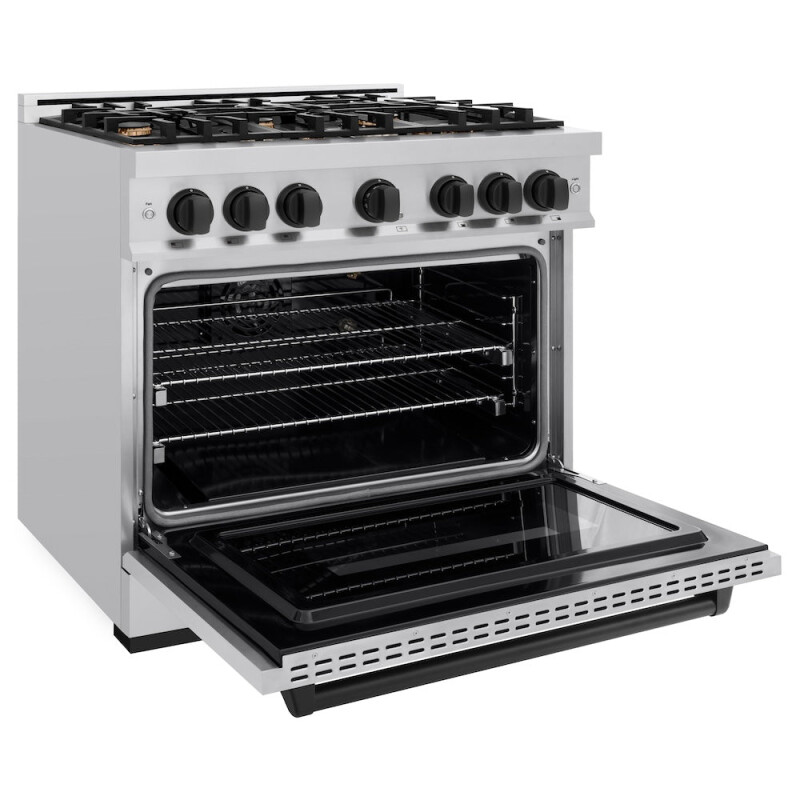 Autograph Edition 36 In. 5.2 Cu. Ft. Classic Gas Range With 6 Burner Cooktop And Convection Gas Oven In Stainless Steel And Matte Black Accents CGRZ36MB