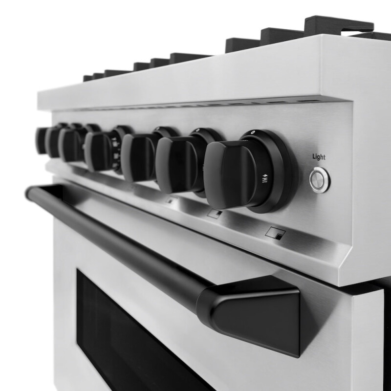 Autograph Edition 36 In. 5.2 Cu. Ft. Classic Gas Range With 6 Burner Cooktop And Convection Gas Oven In Stainless Steel And Matte Black Accents CGRZ36MB
