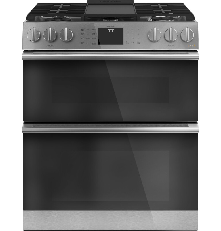 30" Smart Slide-In, Front-Control, Gas Double-Oven Range with Convection CGS750M2NS5