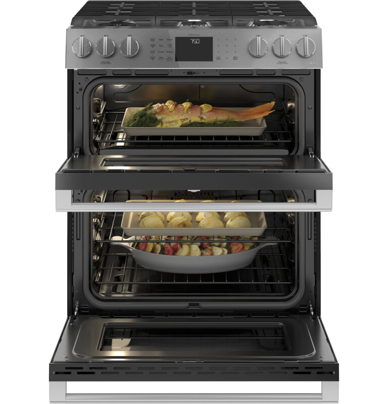 30" Smart Slide-In, Front-Control, Gas Double-Oven Range with Convection CGS750M2NS5